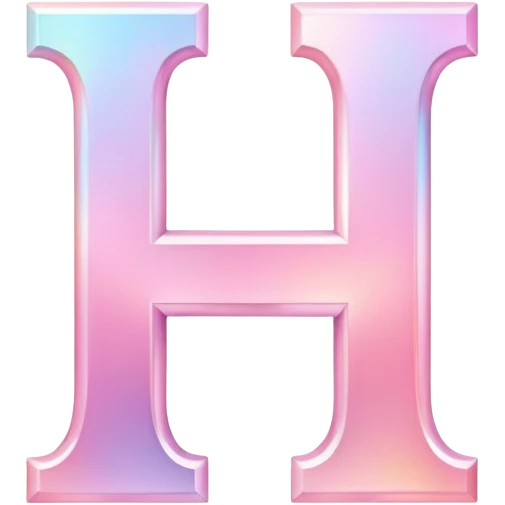 Iridescent pastel pink formal Font setting icon with letter H emoji