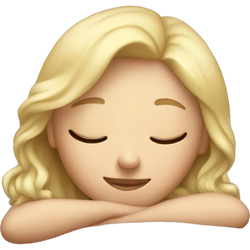 Blonde girl sleeping in the white bed emoji