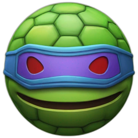 3d sphere with a cartoon Teenage mutant ninja turtle skin texture emoji