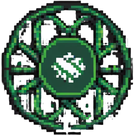 Pixel art atom symbol with Pakistan flag colors emoji