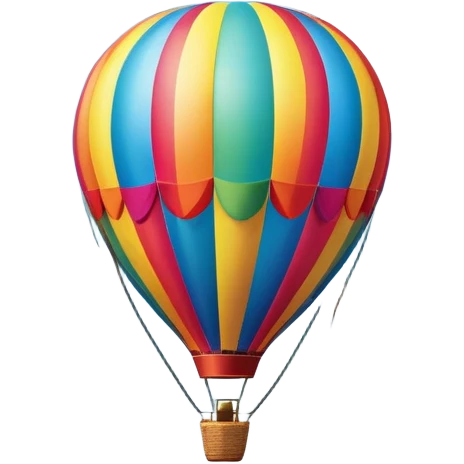 a clear sky and distant hills in the background with A colorful hot air balloon floating gracefully above the ground. The balloon's vibrant colors stand out against the soft clouds, capturing the peaceful yet adventurous spirit of hot air ballooning. emoji
