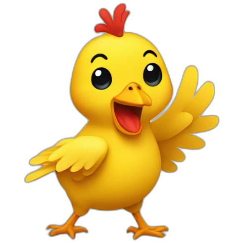yellow chicken kicking emoji