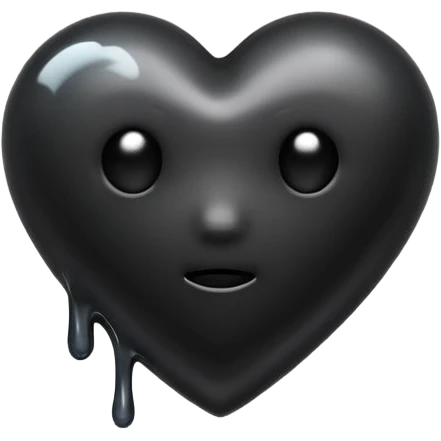 Black heart melting reastic emoji