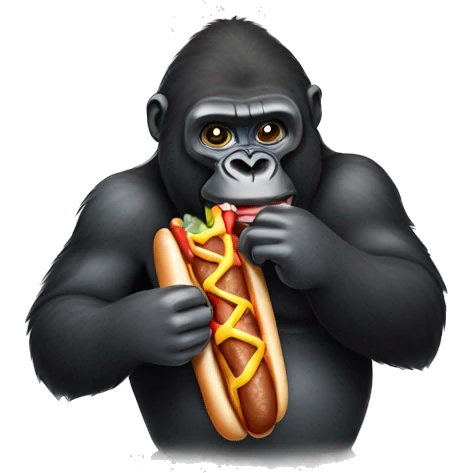 Gorilla eating hotdog  emoji