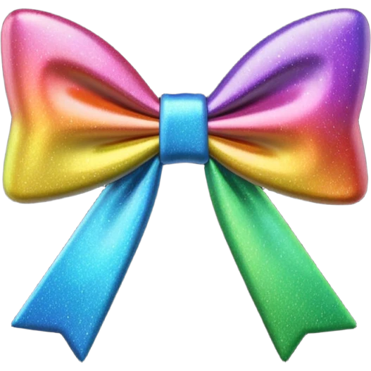 masterpiece,8000x8000px, 8k quailty, no background. Large size 3D rendering, isolated bow in black holographic glitter with a rainbow glitter effect cartoon 3D emoji concept render, close-up, facing forward, matte finish, 3D emoji render, app icon, simple design, new iOS 18.4 style emoji