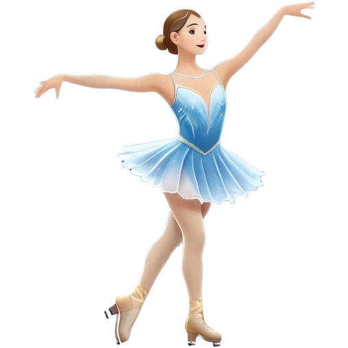 An icon showing a scenic ice rink with figure skater performing elegant moves under soft spotlight beams. Surrounded by audience stands and shimmering ice, the scene reflects harmony, grace, and the magic of figure skating. Transparent background included emoji