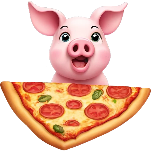 Lovely Piggy eating pizza emoji