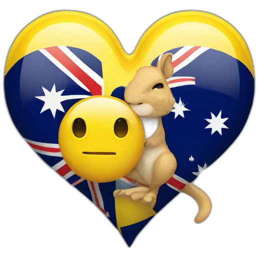 yellow heart wearing australia flag emoji