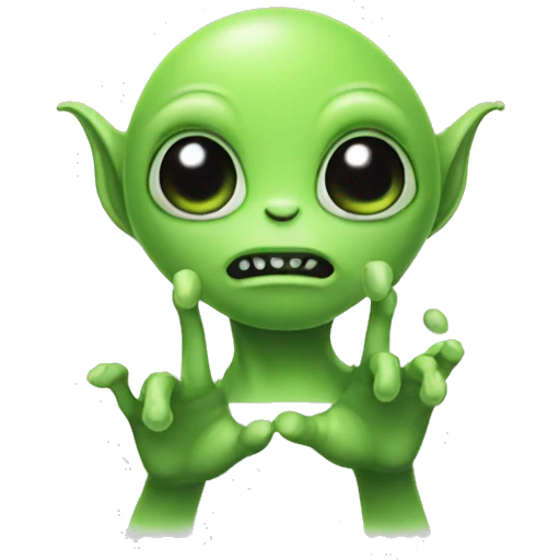 alien with cute fingers emoji