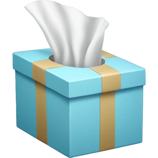 Light blue box with tissue  emoji
