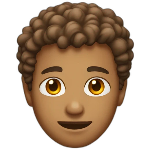 light brown man with short brown curly hair wearing dorky tshirt emoji