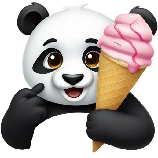 Panda eating ice cream emoji
