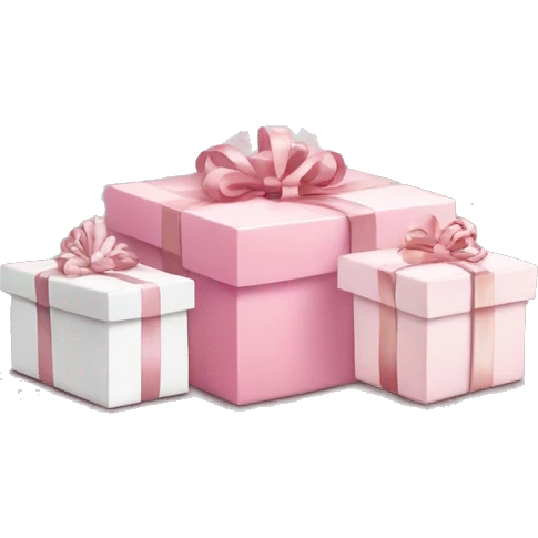 Light pink Christmas gifts under a white Christmas tree  emoji