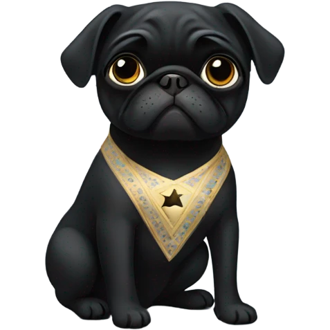 Black pug in a Jewish star dress emoji