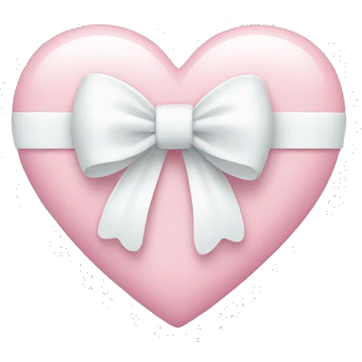 Pastel pink heart with white bow emoji