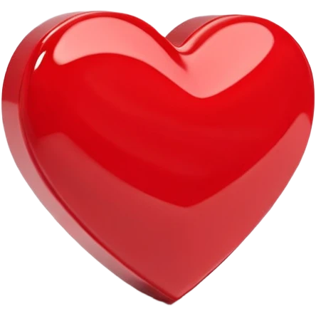 Un icono 3D de un corazón rojo brillante, estilo minimalista y moderno, textura suave y plástica (estilo claymorphism), iluminación de estudio con reflejos suaves, renderizado hiperrealista en alta resolución (8k), sobre un fondo de color sólido y contrastante emoji