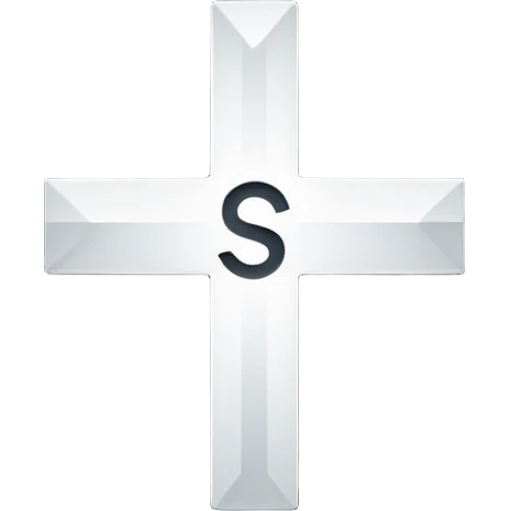 White cross logo with the letter s intergrated with the cross emoji