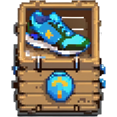 2d power up crate with a running shoe symbol for speed boost emoji