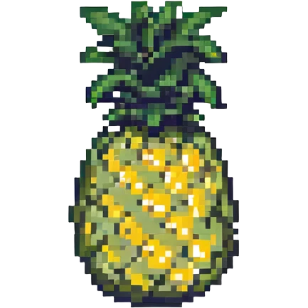 pineapple saying 'shhhh' with finger to lips, pixel art style emoji