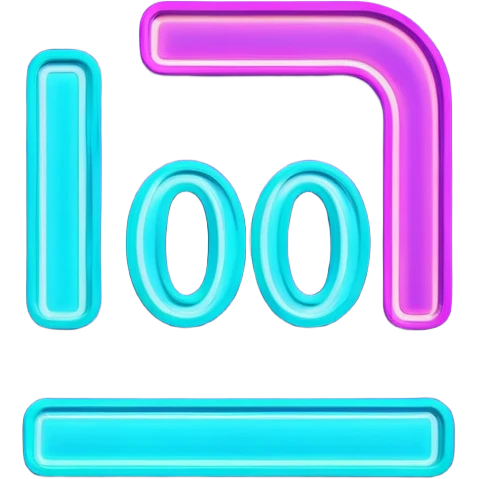 futuristic glowing neon “100” sign, purple and cyan glow, dark background emoji