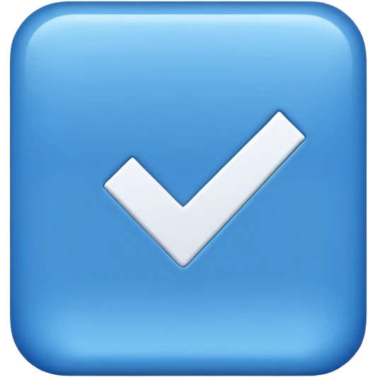 Un cuadrado azul con una palomita emoji