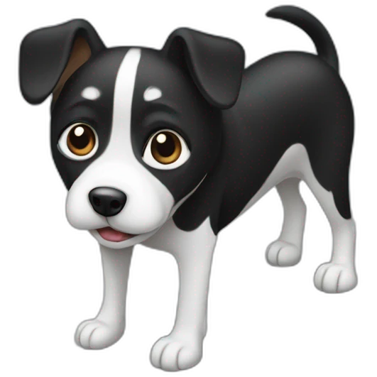 Black and white 3 legged dog emoji