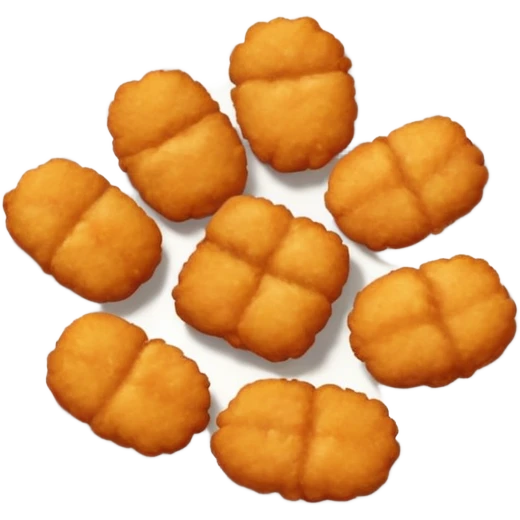 A bunch of chicken nuggets doing six seven emoji
