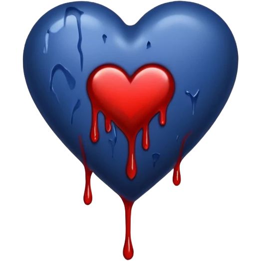 Bleeding navy blue heart with no face emoji