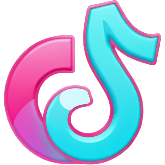 tiktok logo but neon colors and glow with transparent background emoji