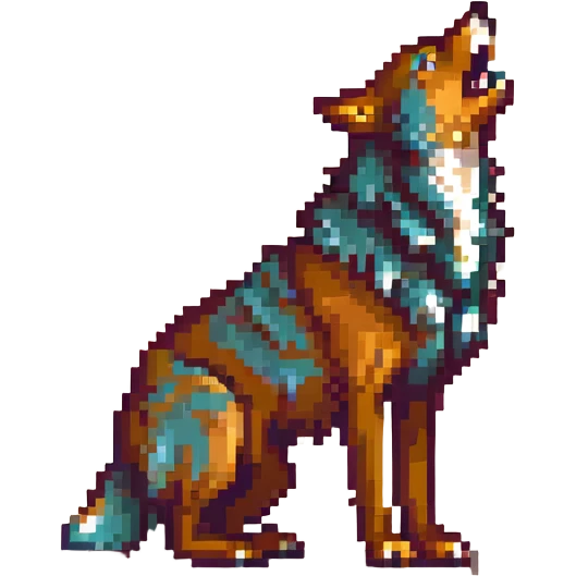 pixel art howling wolf, retro style, warm muted colors, subtle grain, nostalgic aesthetic emoji