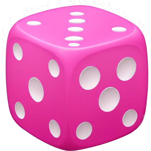 Pink dice with hearts emoji
