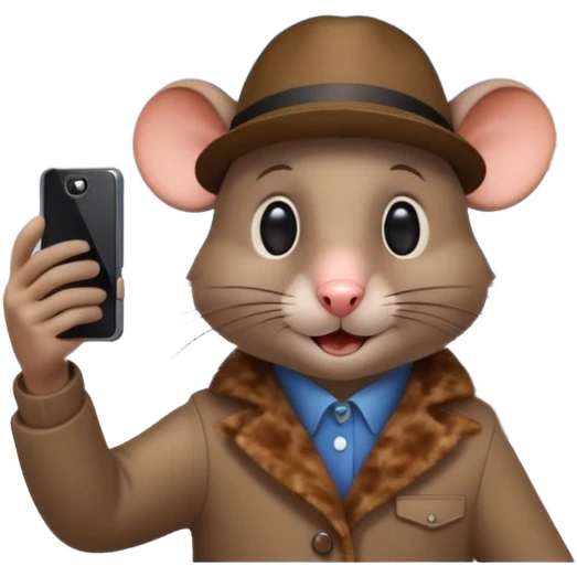 Rat tourist taking selfie in front of Eiffel Tower emoji