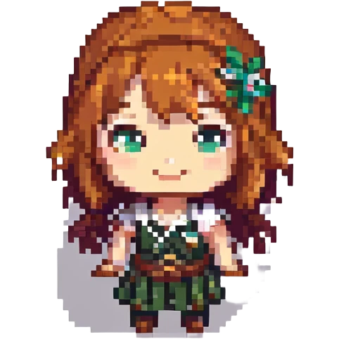 Make Hange Zoe smile in chibi pixel art style with no background. emoji