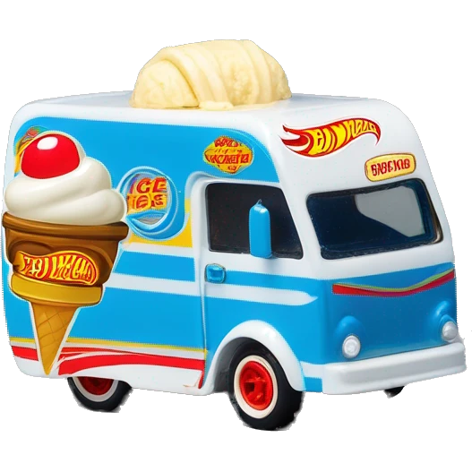 Hot wheels style, 1971, good humor ice cream caravan, blue,  emoji
