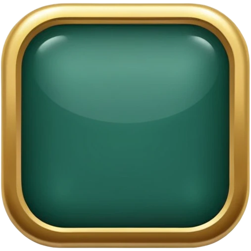 Blank dark Jade and gold edged rounded square icon button emoji