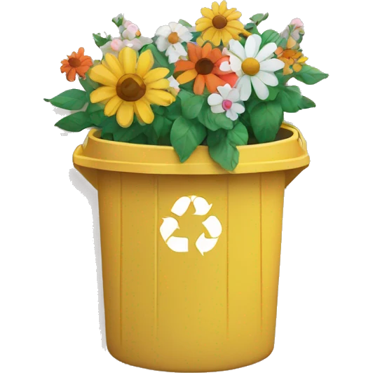 bin icon with flowers emoji