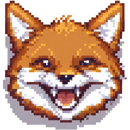 pixel art fox laughing, inspired by iPhone emoji style, 56x56px emoji