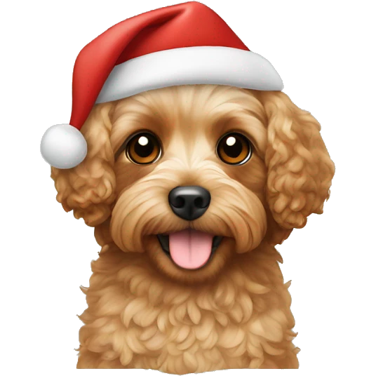 Cavapoo with Christmas hat emoji