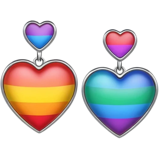 rainbow color heart shaped earrings emoji