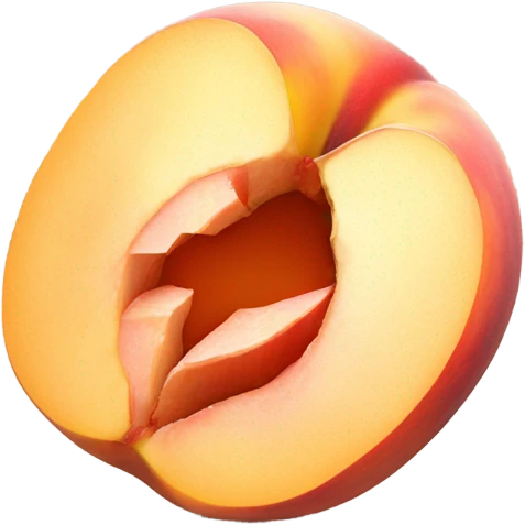 Peach with opening dripping white inside the middle to the end emoji