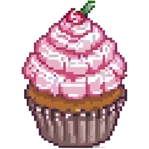 A cupcake with pink icing emoji