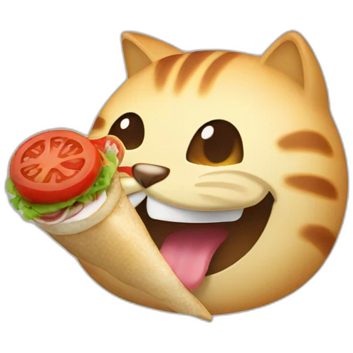 Un chat qui mange un kebab emoji