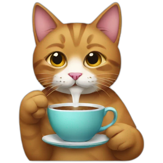 cat drinking coffe emoji