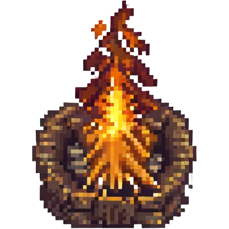 minecraft campfire pixel art with brighter flames emoji