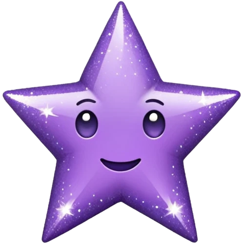 Estrela com 3 pontas roxa com glitter emoji