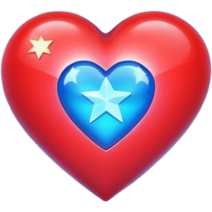 A holographic red heart with a blue star inside emoji