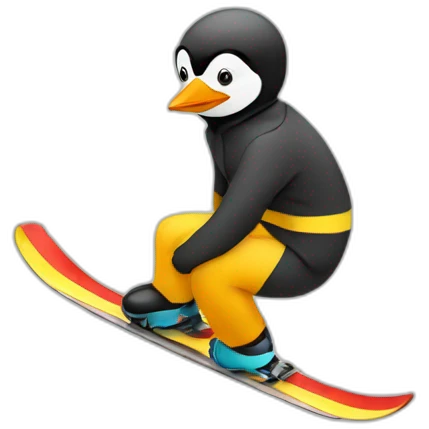 Pinguin skijumper with overall emoji