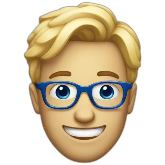 blue nerd face smiley emoji