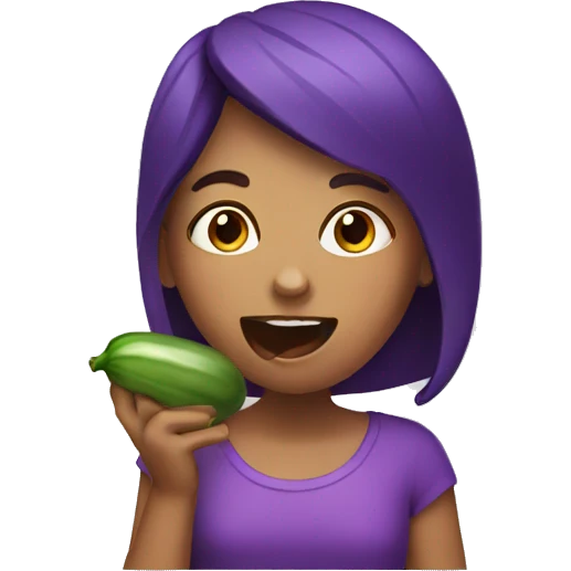 girl eating eggplant emoji
