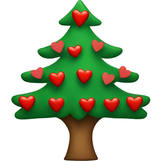 Christmas tree with red and green hearts emoji